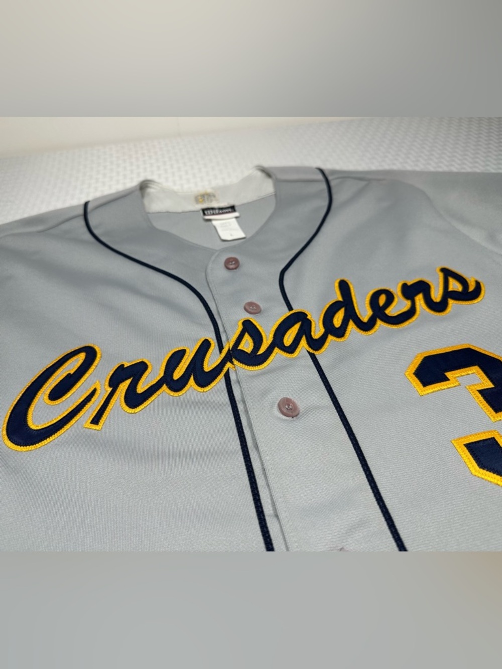 Vintage 80's Crusaders College Baseball Jersey Men's L Wilson USA Rare Sewn #3